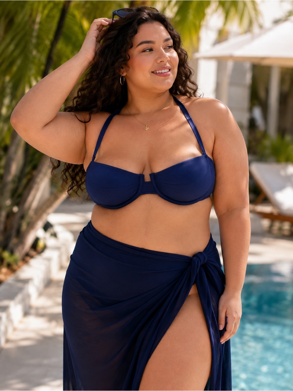 NWT Liberty & Justice Assatu Navy Underwire Bikini Top XXL